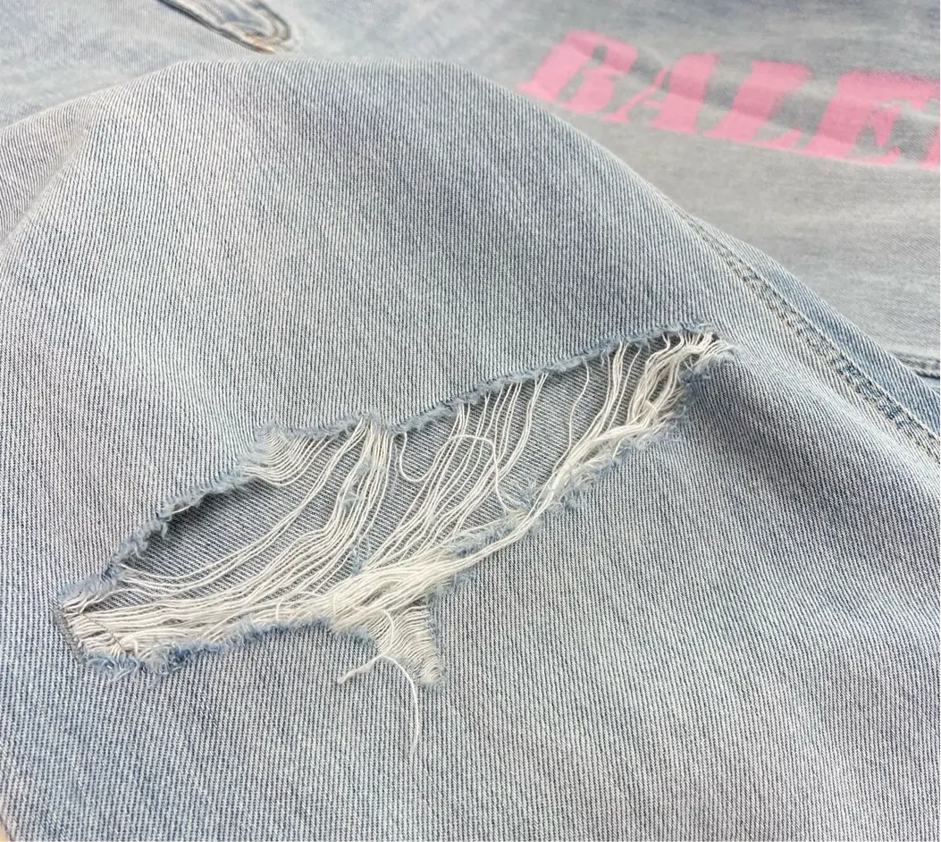 Balenciaga | Custom | Light Wash Pink Logo Distressed Jeans Balenciaga