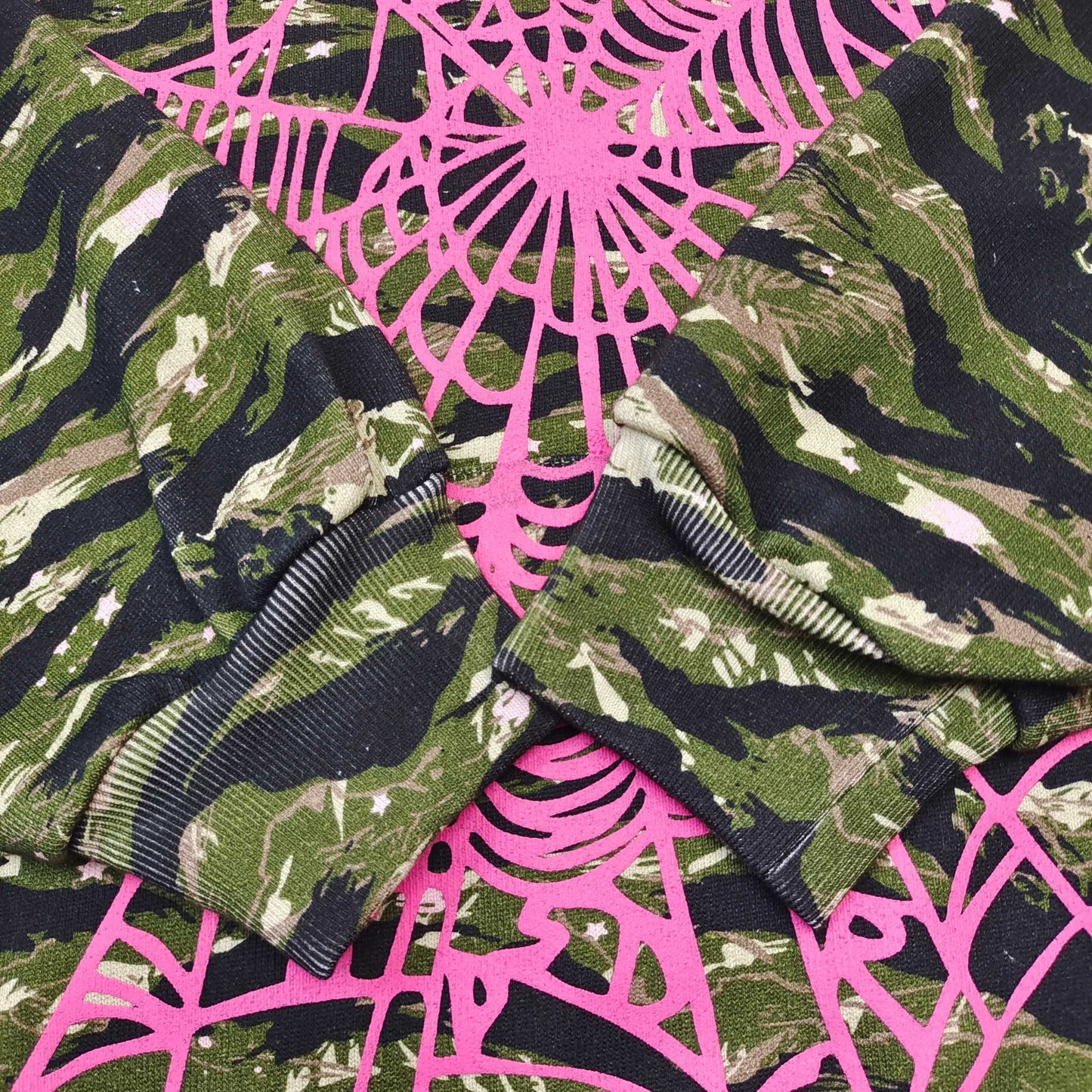 Sp5der | Green Camo Pink Web Hoodie
