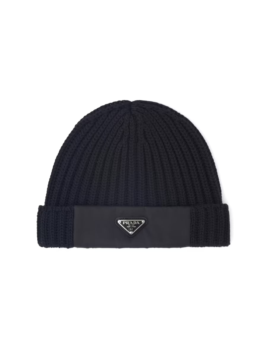 Prada | Re-Nylon Logo Patch Beanie | Black UndergroundDesignerPlug