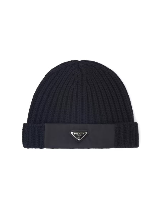 Prada | Re-Nylon Logo Patch Beanie | Black UndergroundDesignerPlug