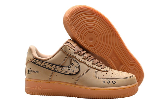 Custom Louis Vuitton x Nike Air Force 1 | Tan Monogram