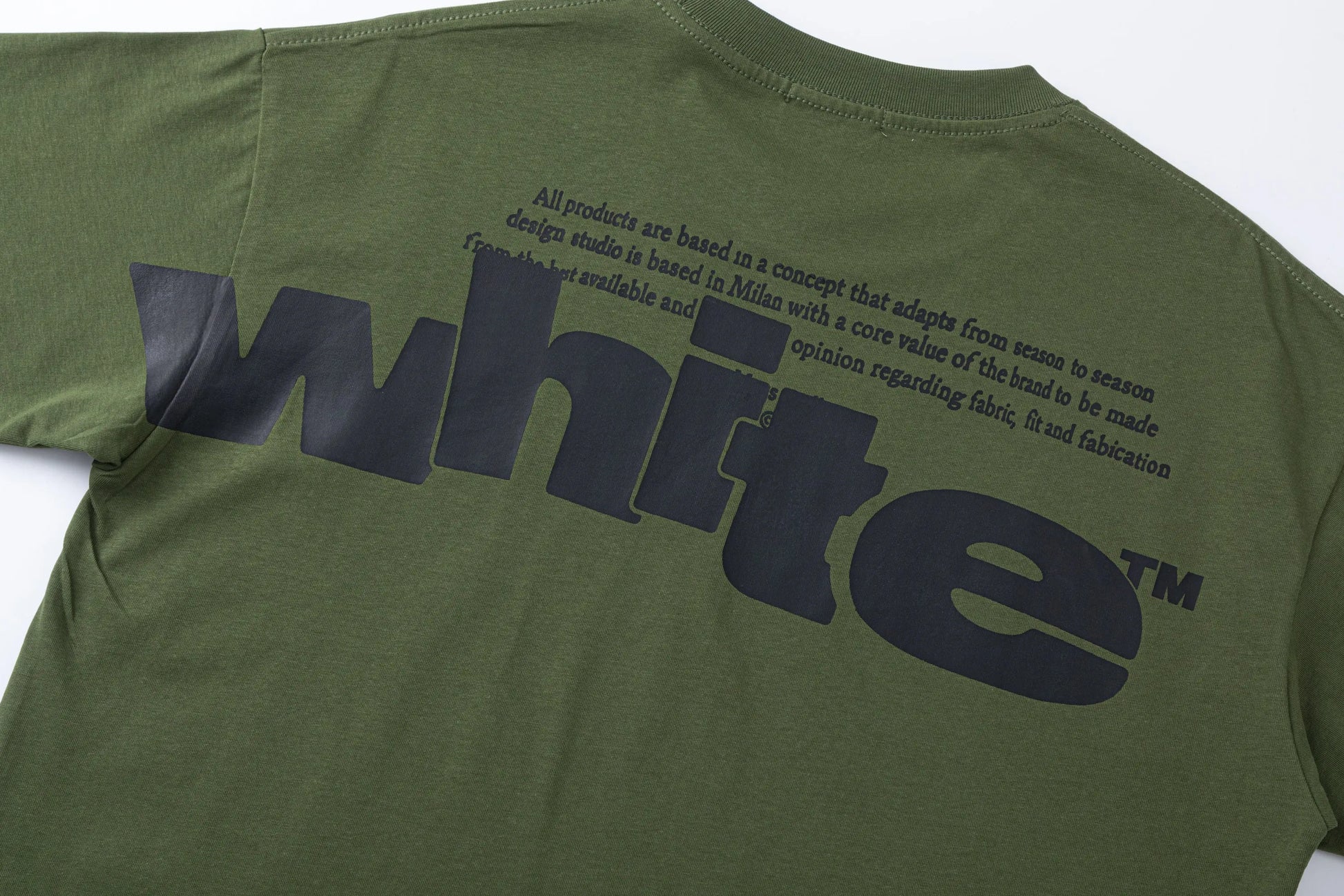Off-White | Split-Logo Typography Tee | Black, White, or Olive Off-White