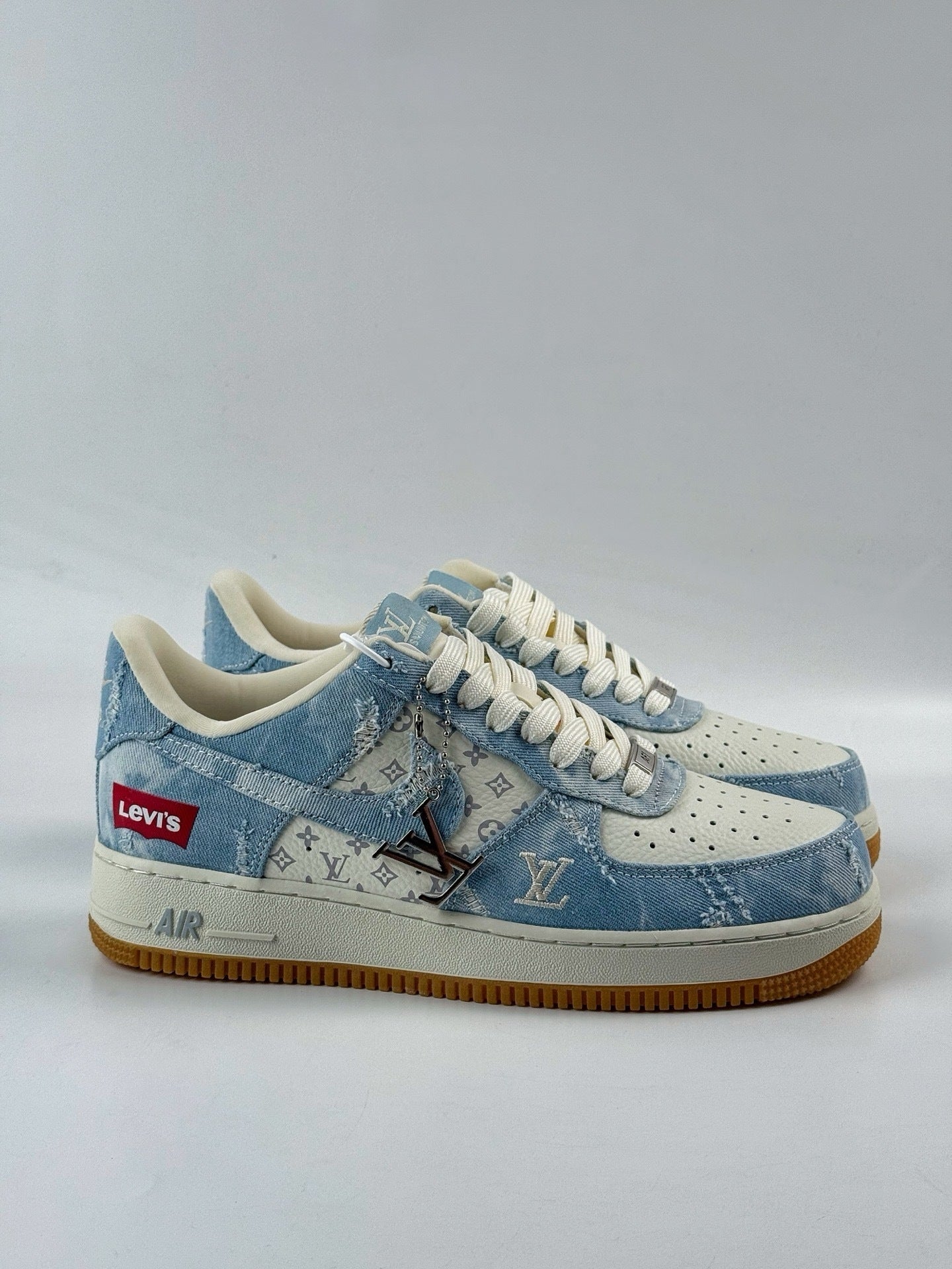 Custom Louis Vuitton x Levi’s x Nike Air Force 1 | Light Wash Denim