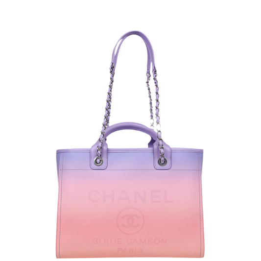 Chanel | Deauville Tote in Gradient Light Purple & Coral Pink