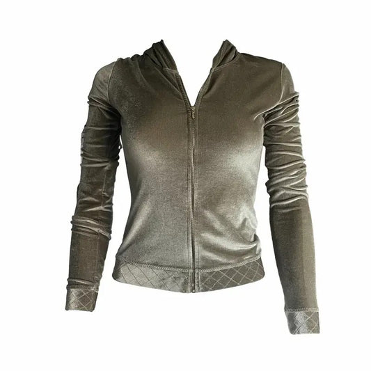 Chanel | Olive Velour Logo Track Suit | Luxe Edition