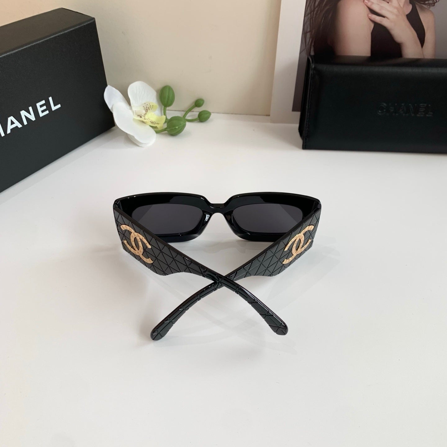 CHANEL | Rectangle Sunglasses | Black Polarized Gradient Lens