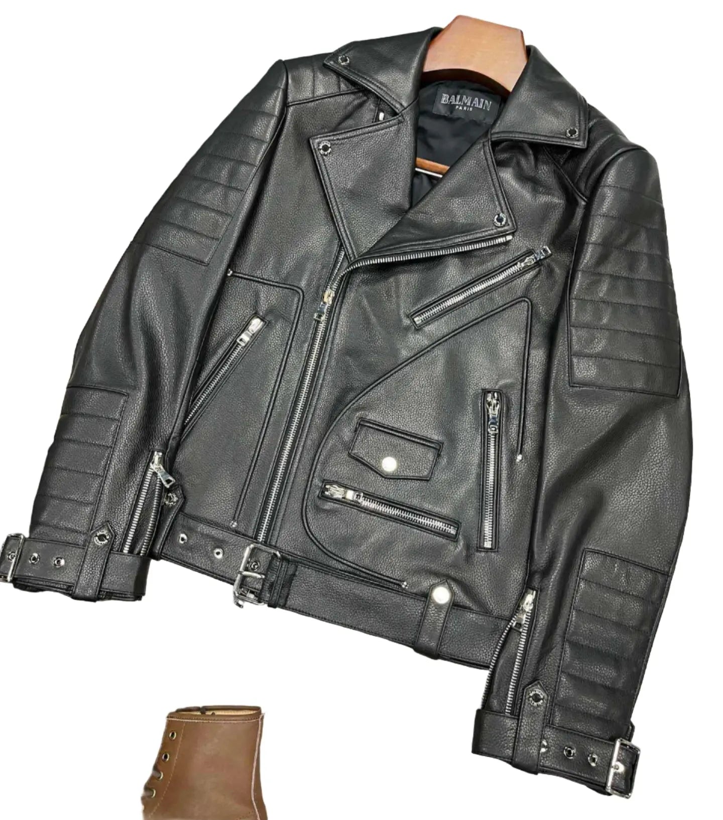 Balmain | Black Leather Biker Jacket Balmain