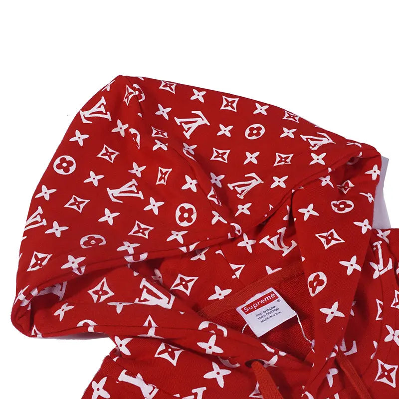 Supreme x Louis Vuitton | Red Monogram Hoodie Supreme