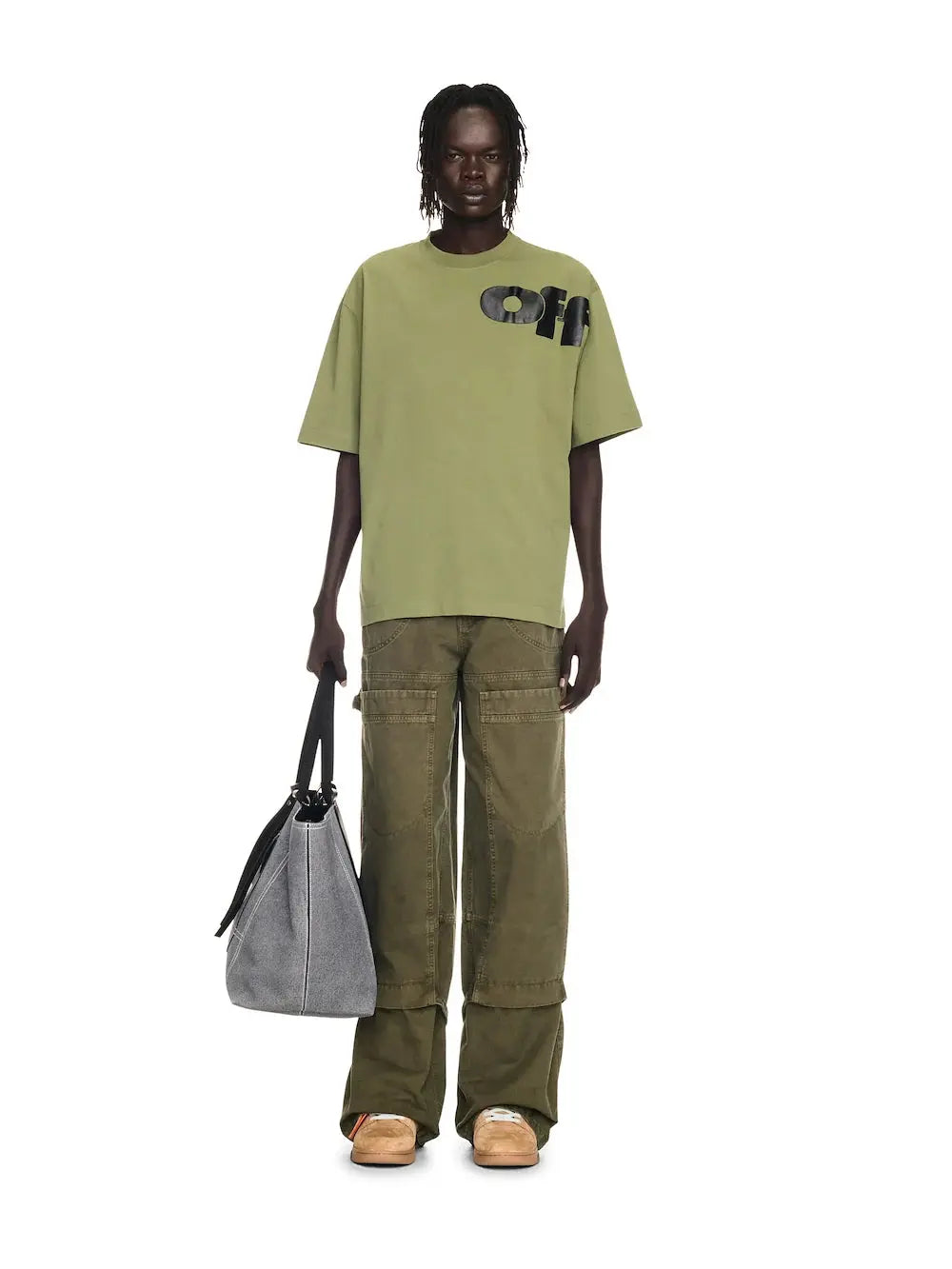 Off-White | Split-Logo Typography Tee | Black, White, or Olive Off-White