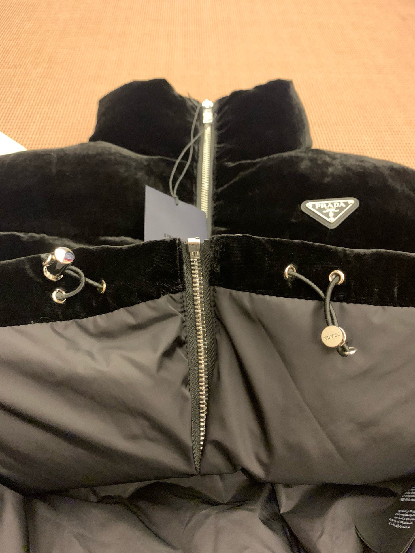 Prada | Convertible Cropped Velvet Down Jacket | Black