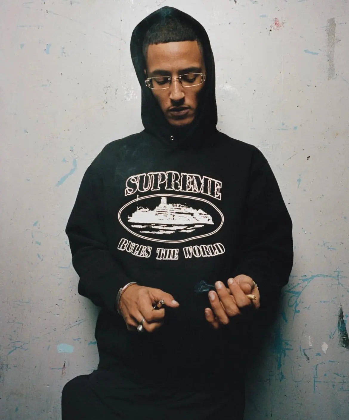 Supreme x Corteiz | Rules The World Hoodie | Black Supreme corteiz