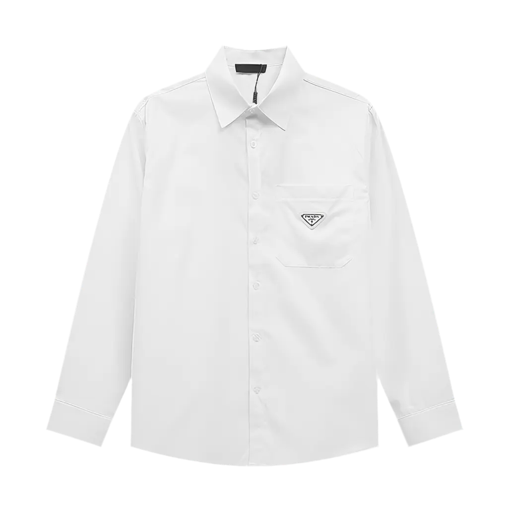 Prada | Classic Logo Poplin Shirt | Black or White | Long Sleeve Button-Up Prada