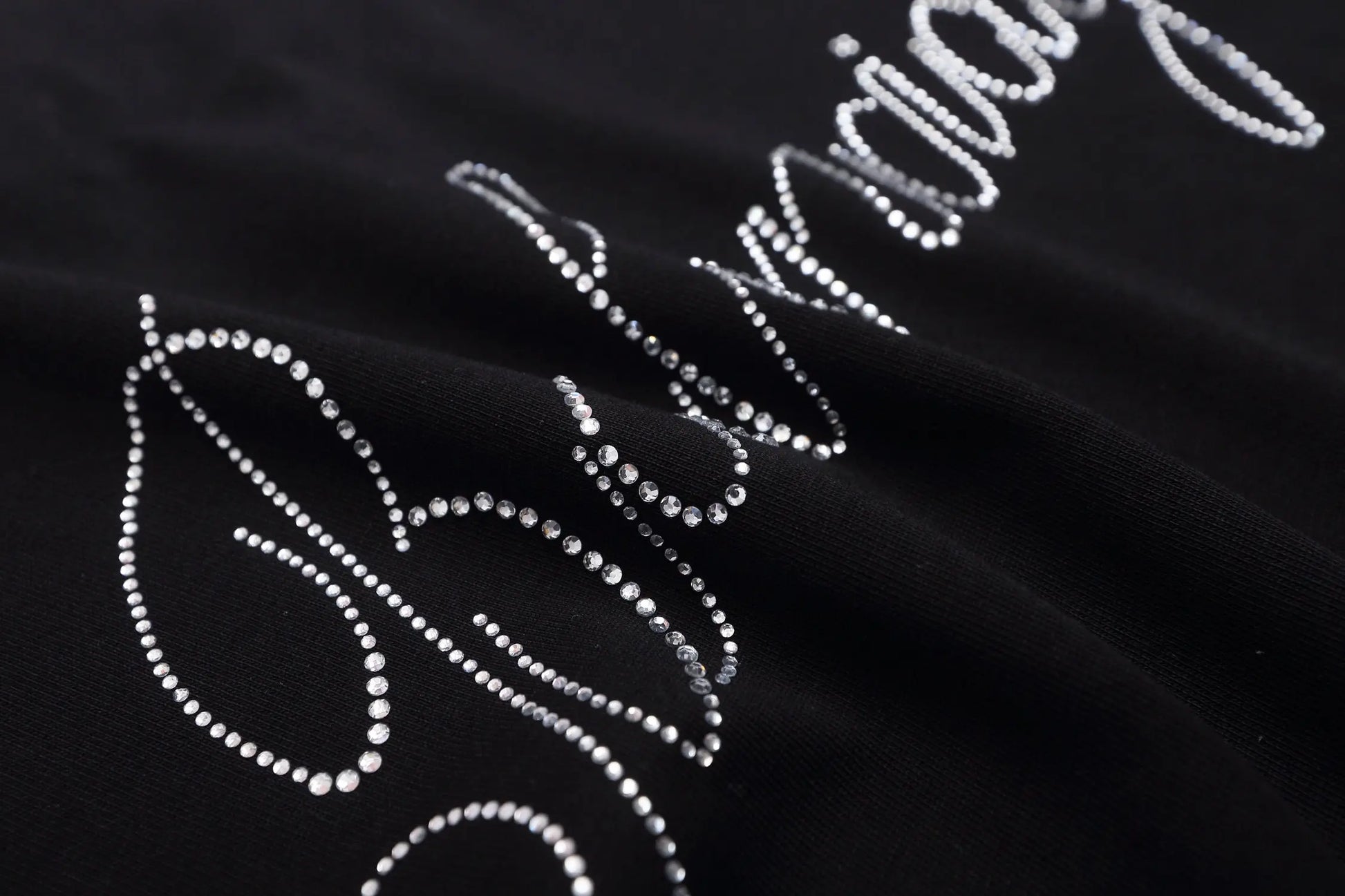 Balenciaga | Black Rhinestone Script Logo Tee | Oversized Fit Balenciaga