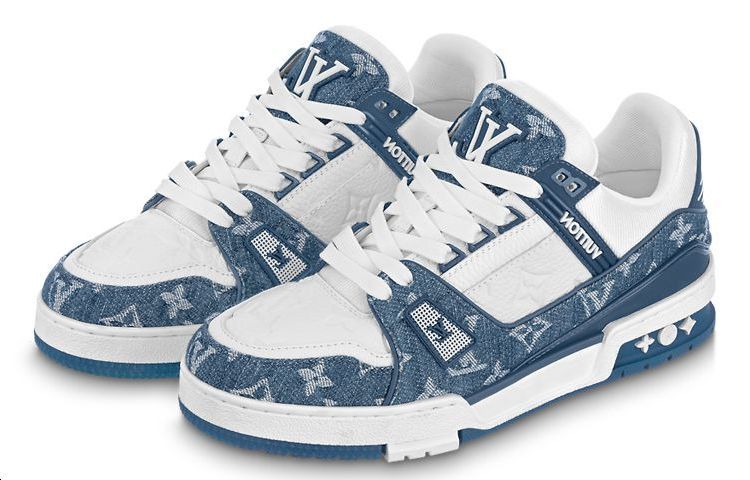 Louis Vuitton | WMNS LV Trainer Sneaker White with Blue Mesh Monogram