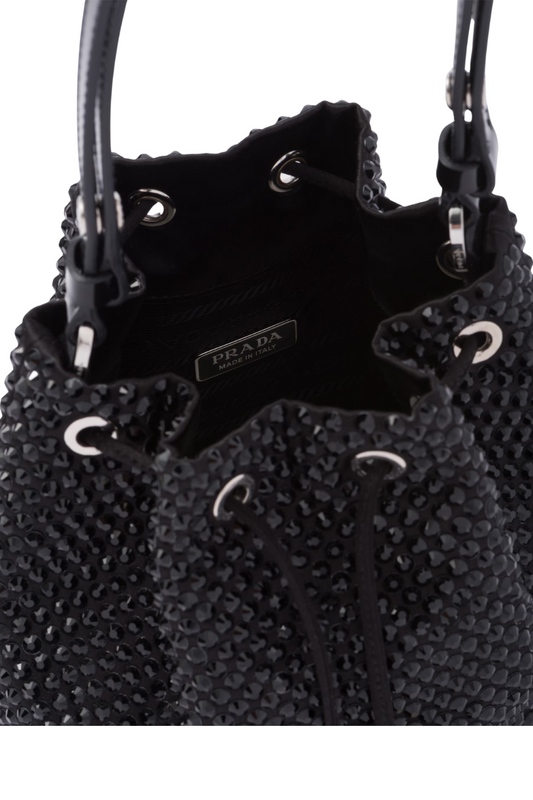 Prada | Mini Satin Bag with Crystals | Black