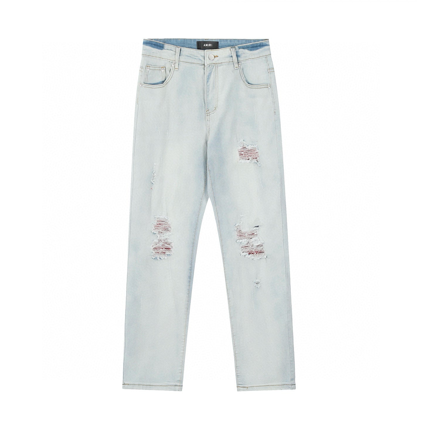 Amiri | MX1 Leather Patch Distressed Jeans | Indigo