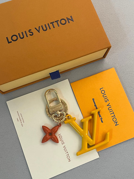 Louis Vuitton | Yellow Monogram Flower & LV Logo Keychain
