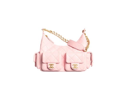 Chanel | Large Hobo Bag in Light Pink  with Gold-Tone Chain
