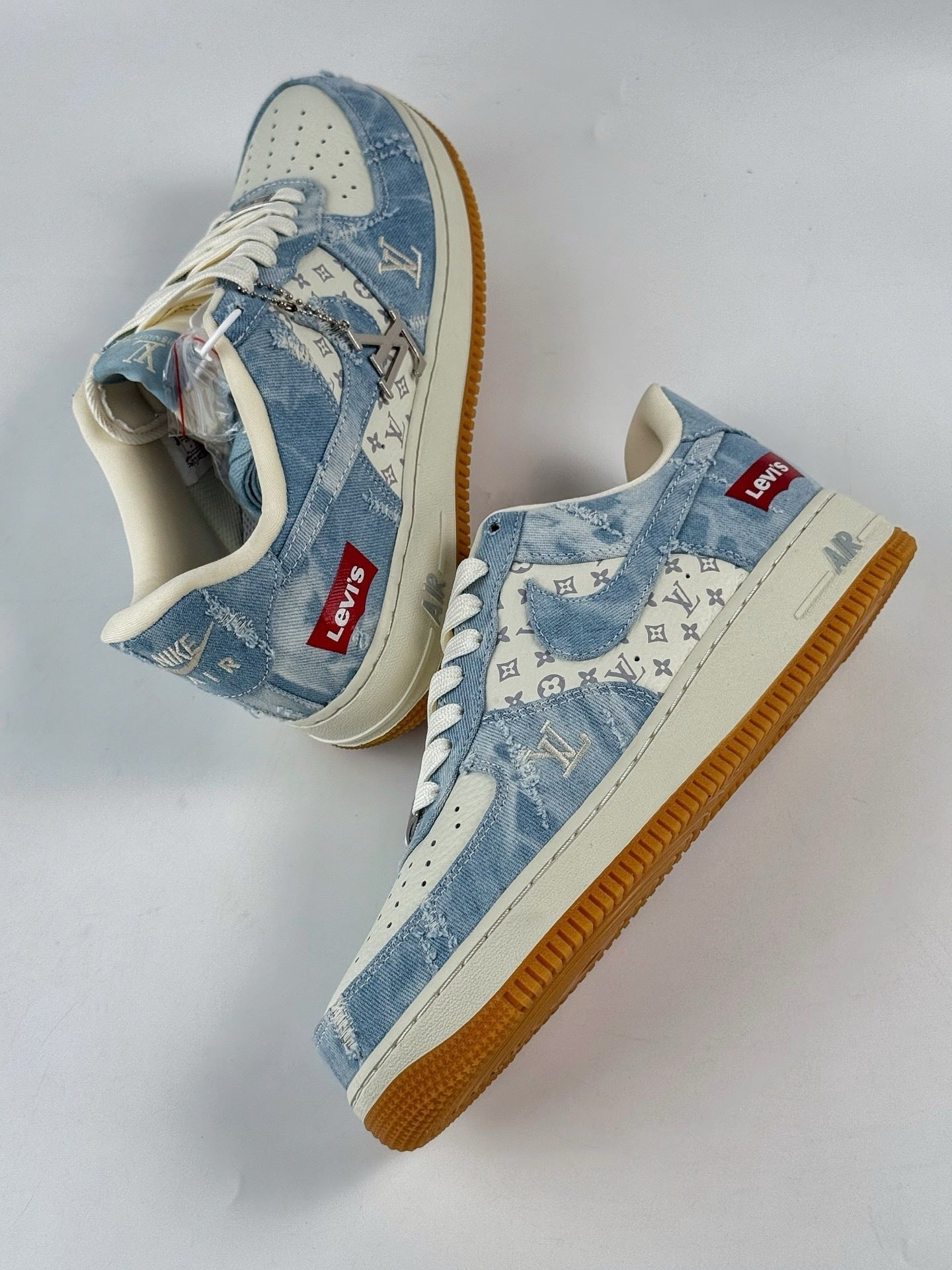 Custom Louis Vuitton x Levi’s x Nike Air Force 1 | Light Wash Denim