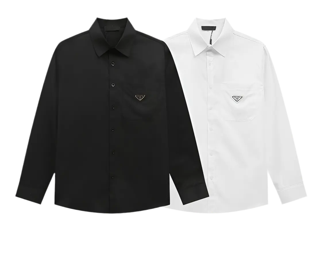 Prada | Classic Logo Poplin Shirt | Black or White | Long Sleeve Button-Up Prada