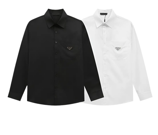 Prada | Classic Logo Poplin Shirt | Black or White | Long Sleeve Button-Up Prada