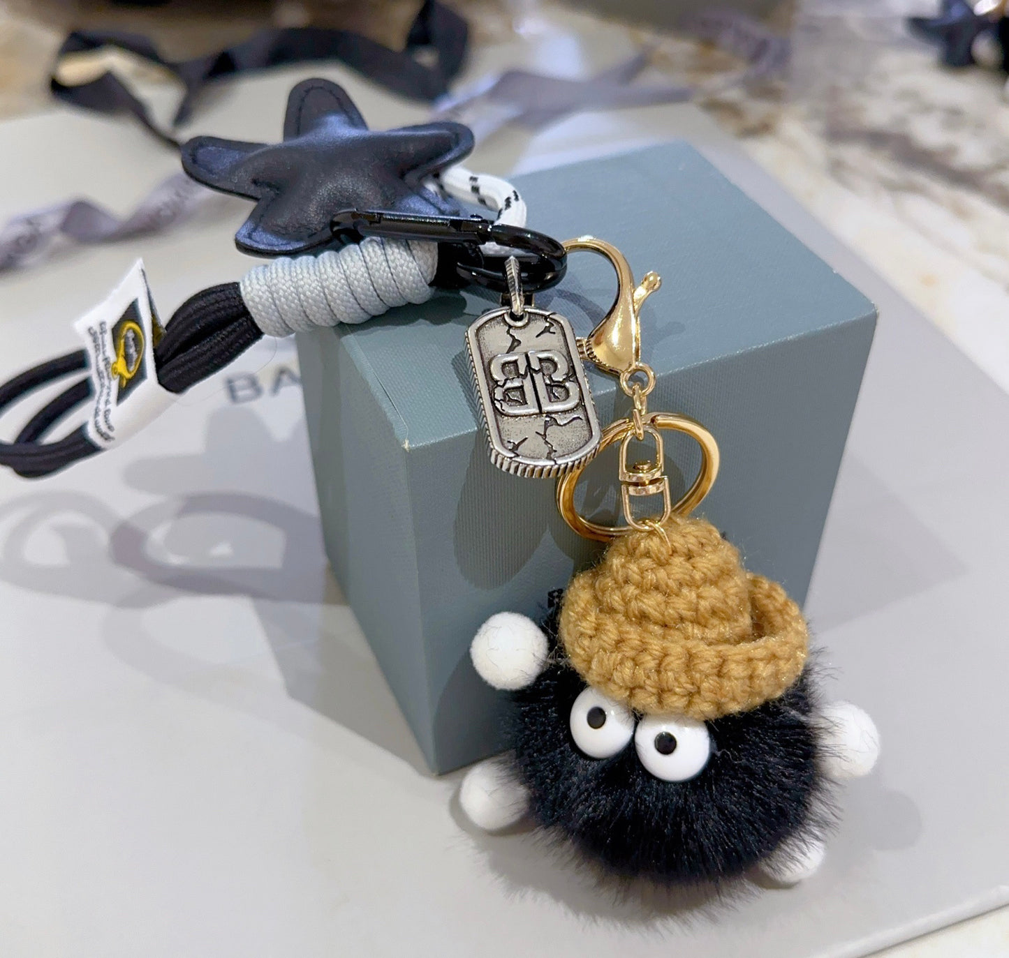 Balenciaga | Fuzzy Plush Crochet Key Holder with Logo Charm