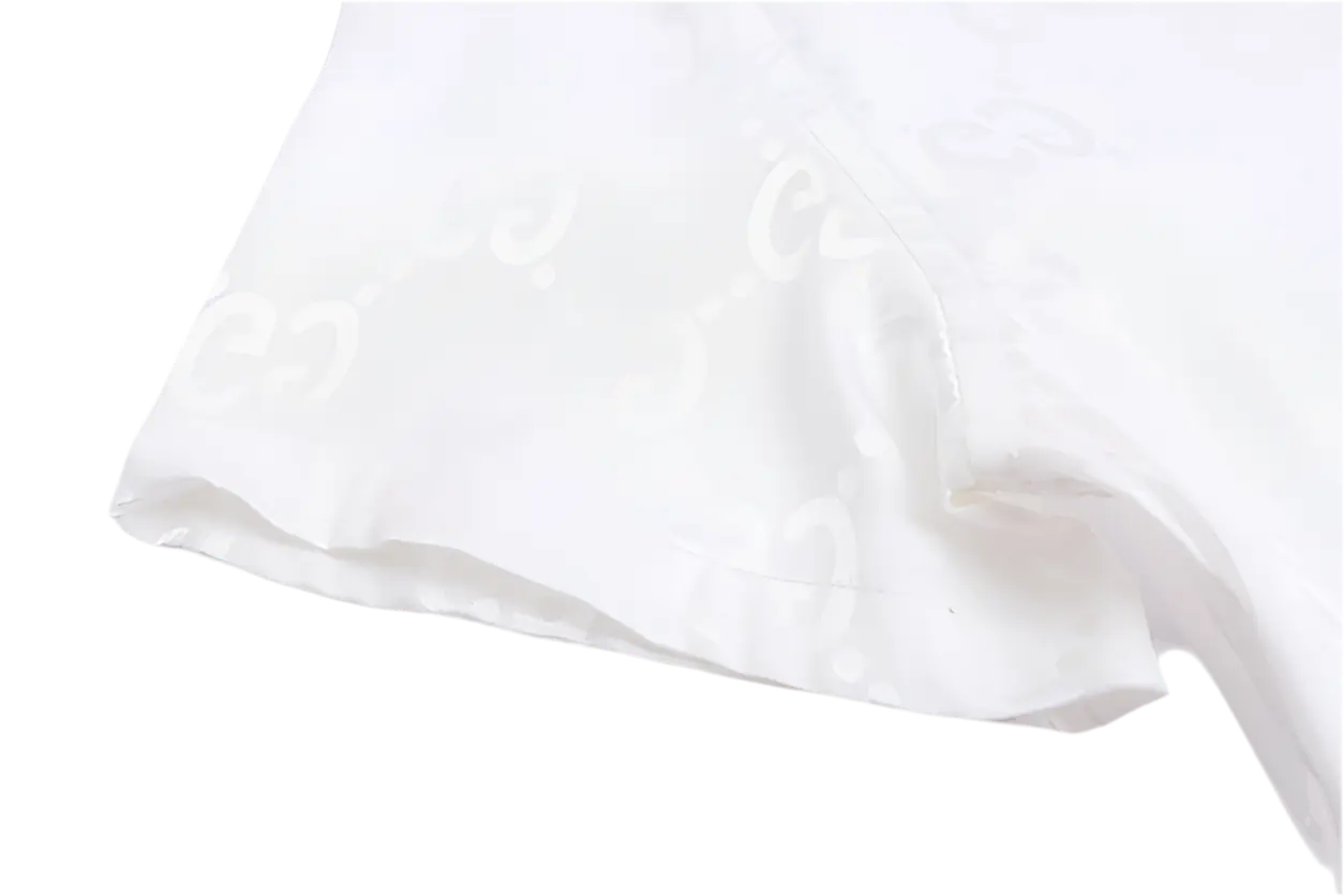 Gucci | Monogram Silk Button-Up Shirt | Black GG Pattern | Short Sleeve Gucci