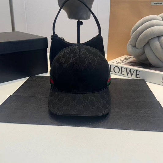 Gucci | GG Monogram Web Stripe Baseball Cap | Black