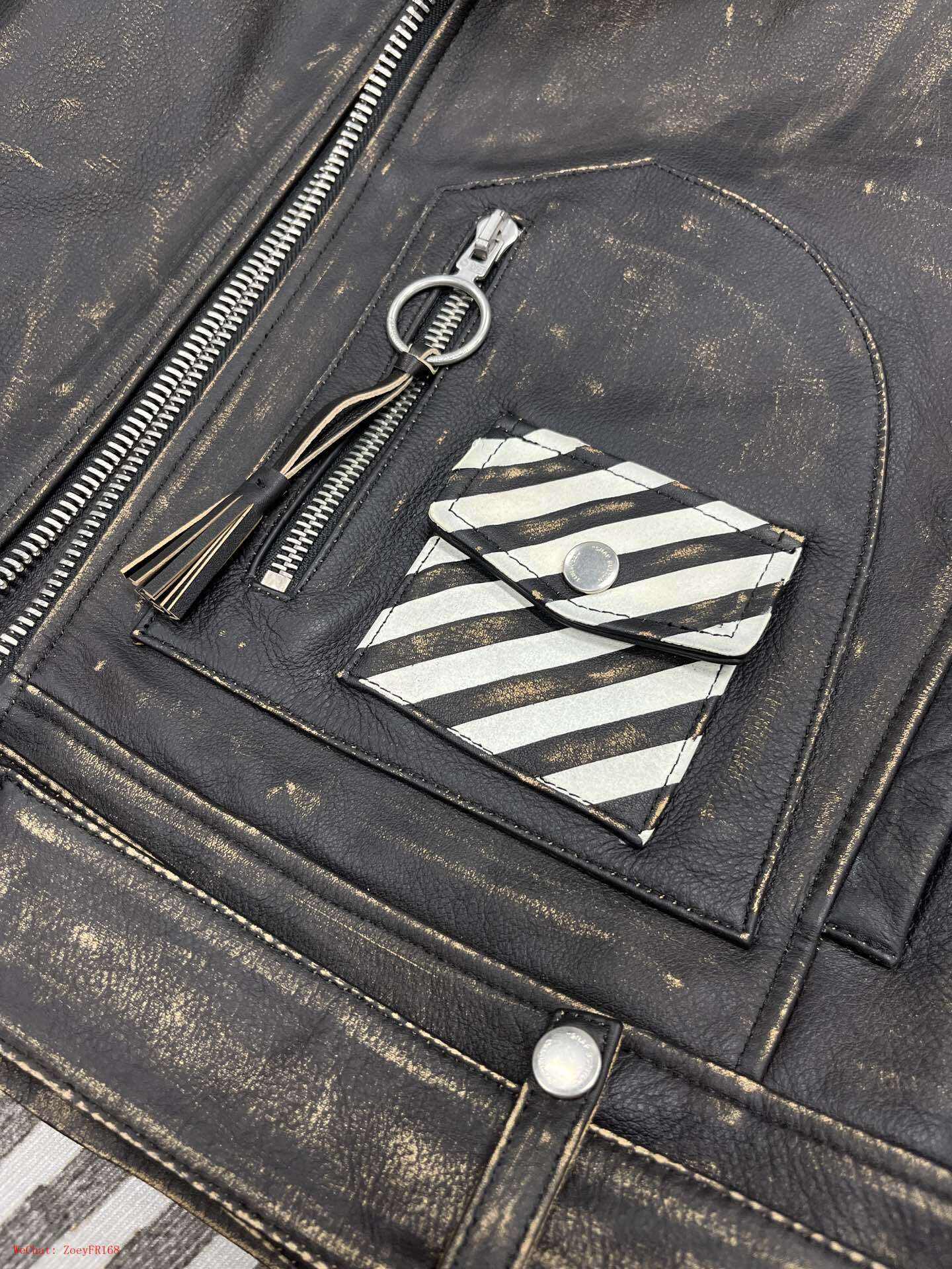 Off-White | Black Leather Arrow Biker Jacket Off-White