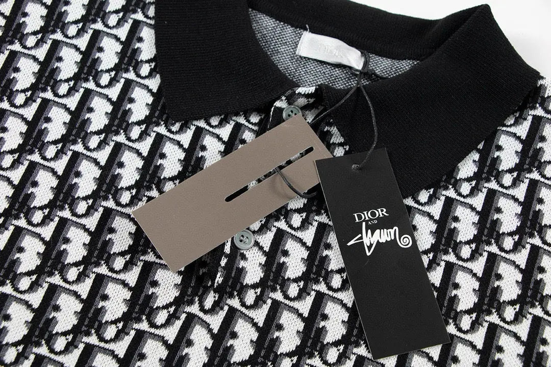 Dior | Black & White Monogram Knit Polo Dior