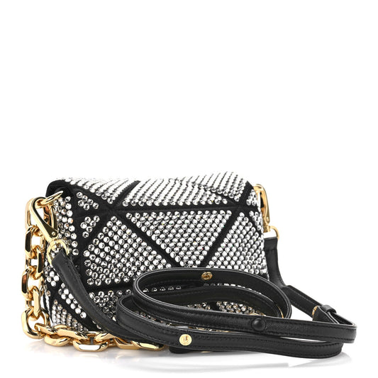 Prada | Satin Crystal Mini Bag with Chain in Black