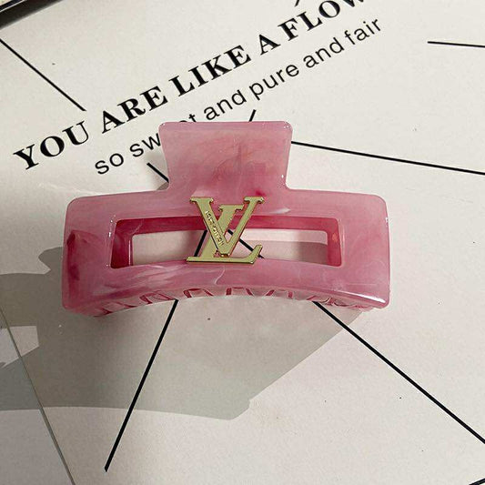 Pink Monogram Hair Clip | Gold Accent