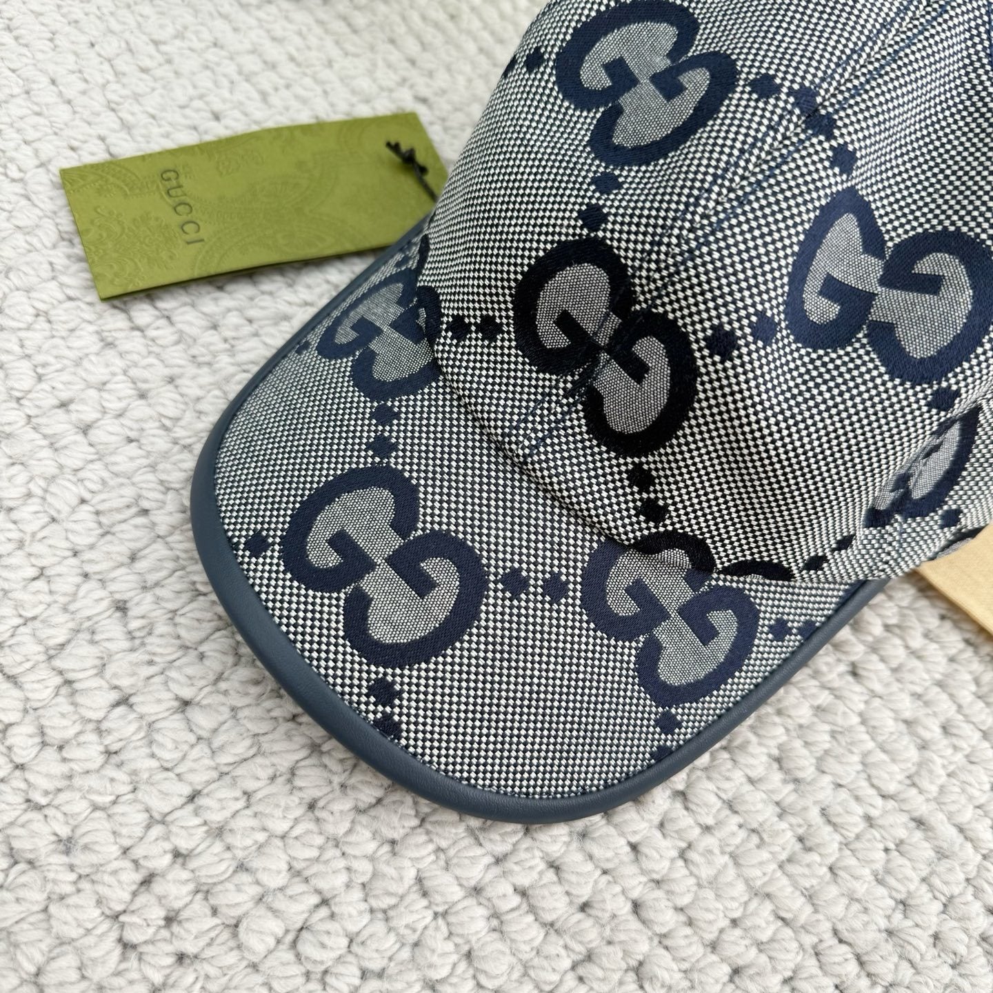 Gucci | GG Monogram Mesh Baseball Cap | Blue / Black / Brown