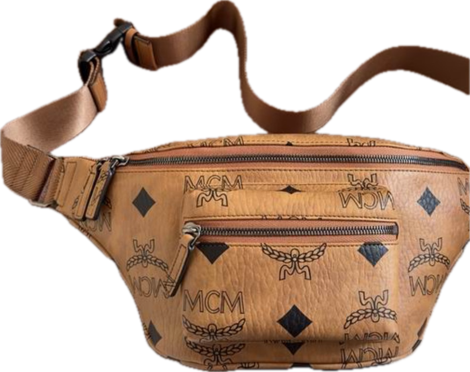 MCM | Cognac Visetos Belt Bag | Classic Monogram Leather | Gold Hardware