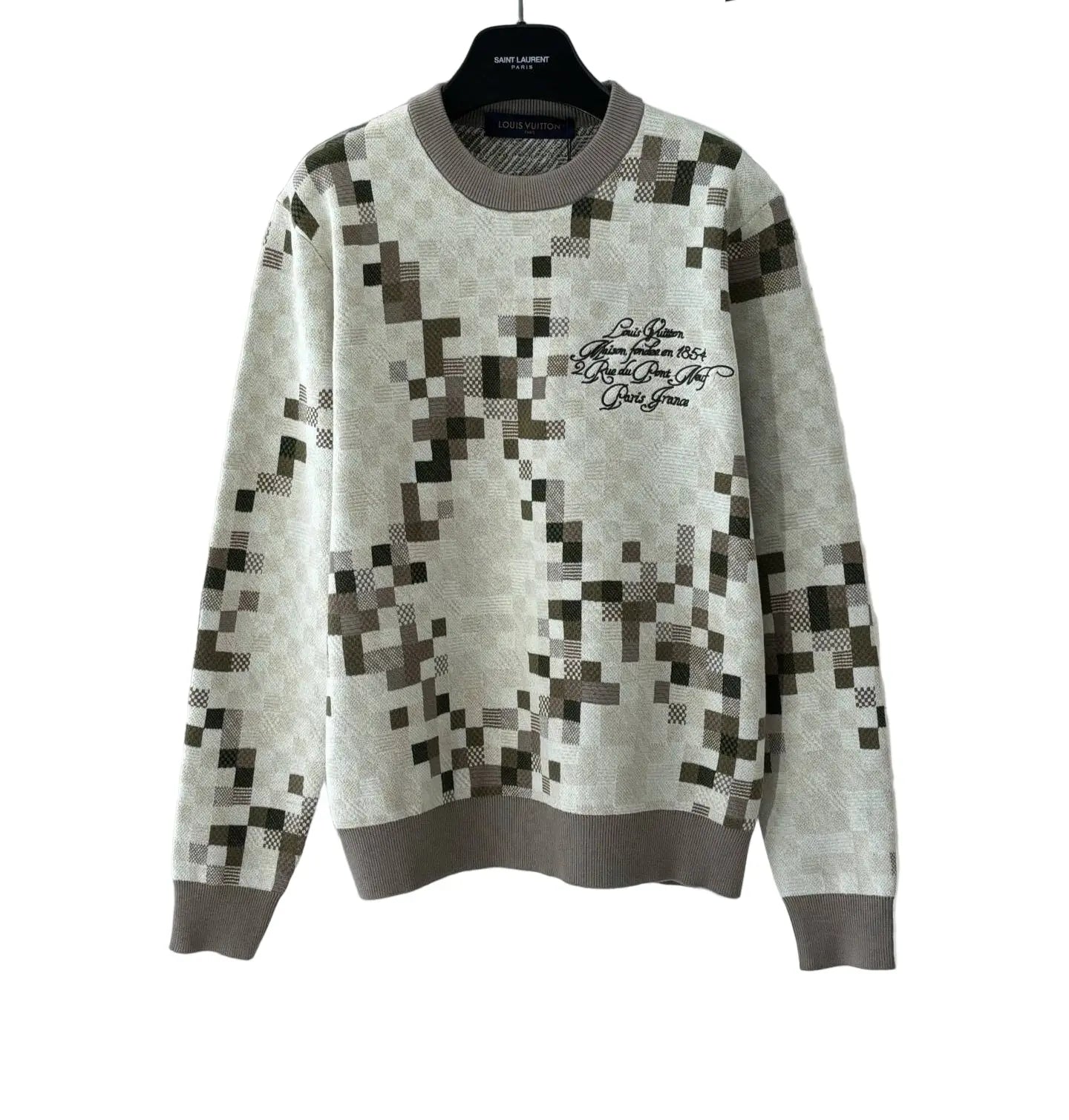 Louis Vuitton | Monogram Pixel Knit Sweater Beige Louis Vuitton