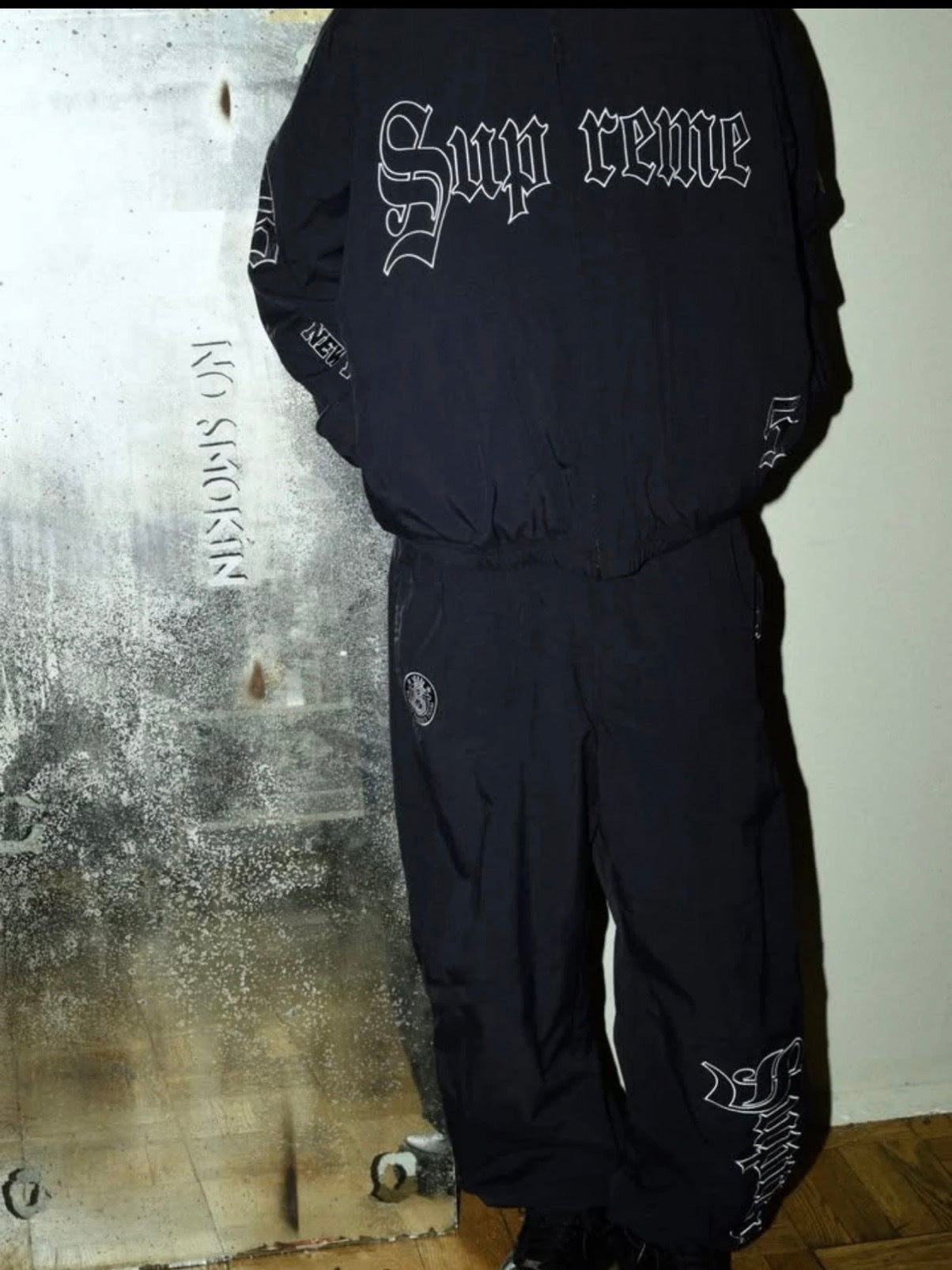 Supreme | Gothic 5 Logo Track Pants | Black & White