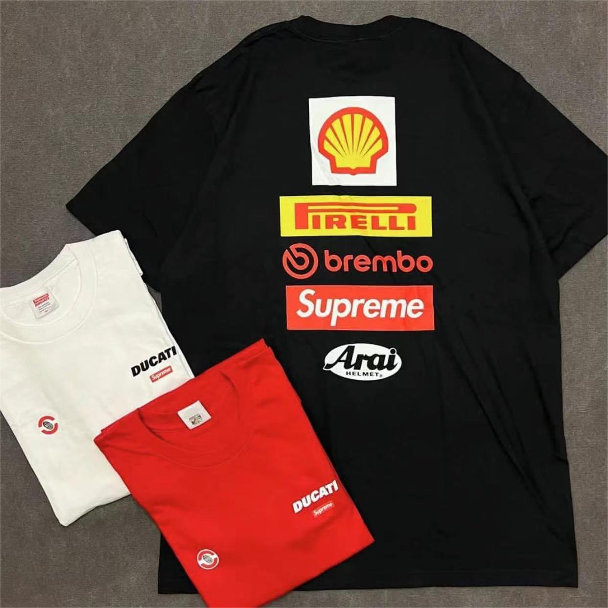 Supreme x Ducati | Racing Logo Tee | Black/Red/White - QUICK SHIP