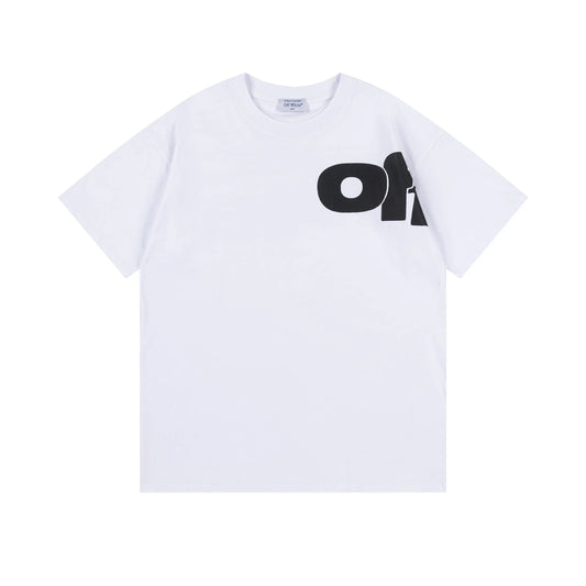 Off-White | Split-Logo Typography Tee | Black, White, or Olive Off-White