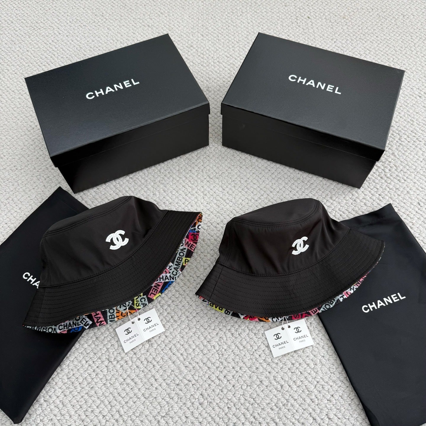 Chanel | Reversible Bucket Hat | Black / Multicolor Monogram