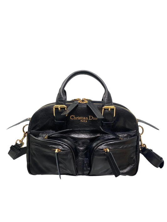 Christian Dior | Black Multi-Pocket Gold Hardware Leather Bag Dior
