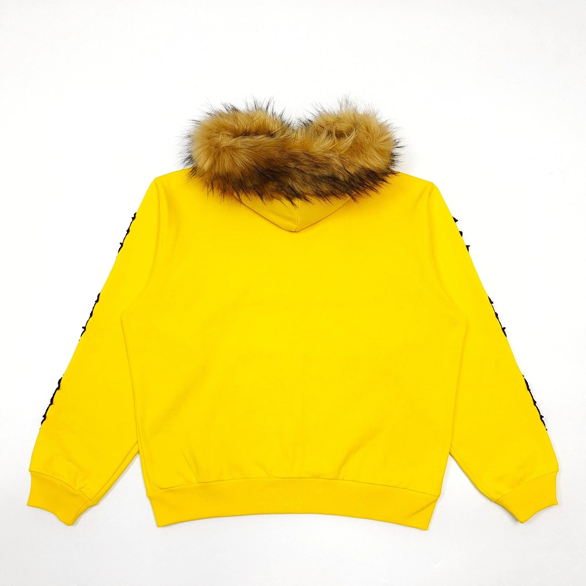 Sp5der | Yellow Faux Fur Hooded Zip-Up Hoodie Sp5der