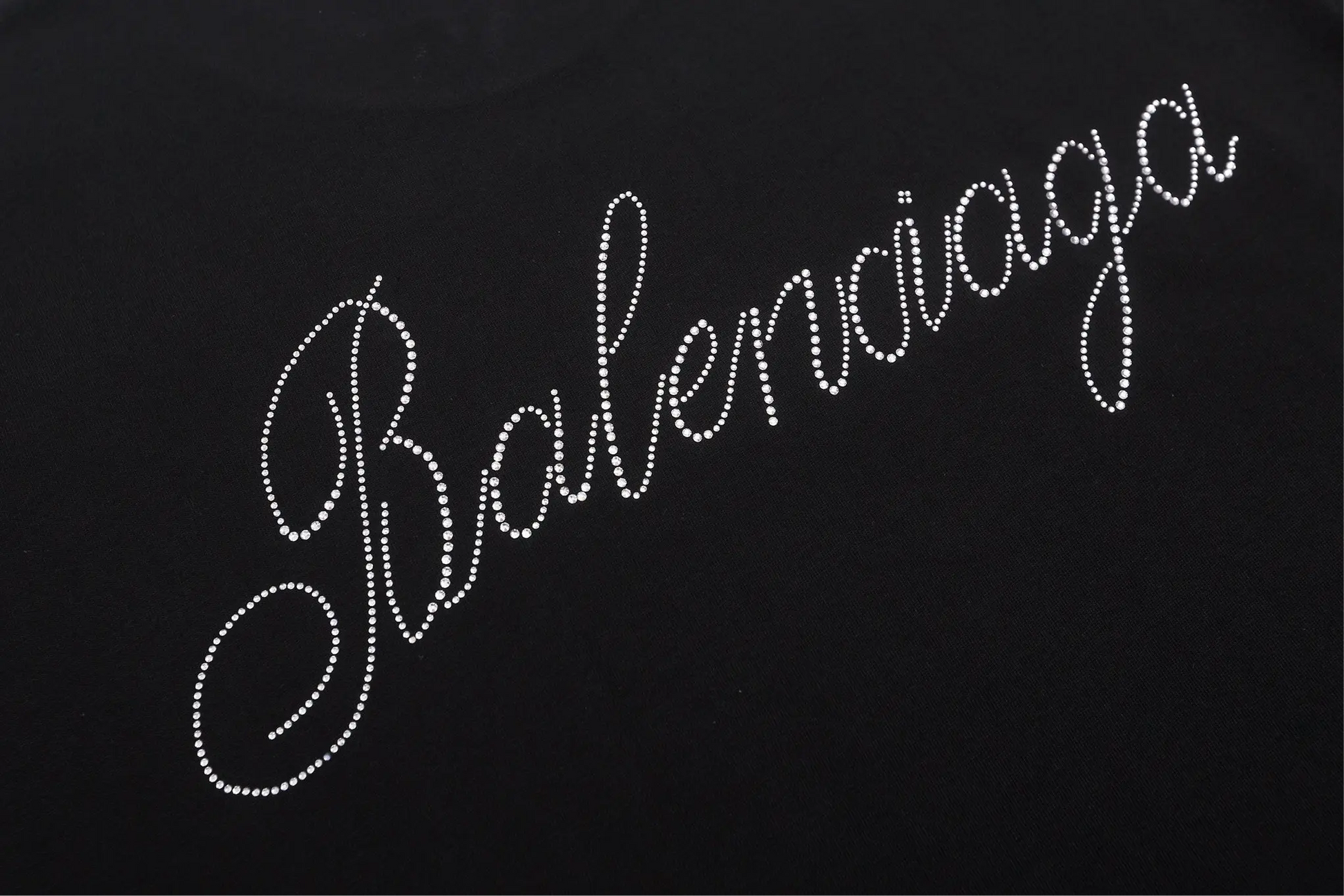 Balenciaga | Black Rhinestone Script Logo Tee | Oversized Fit Balenciaga