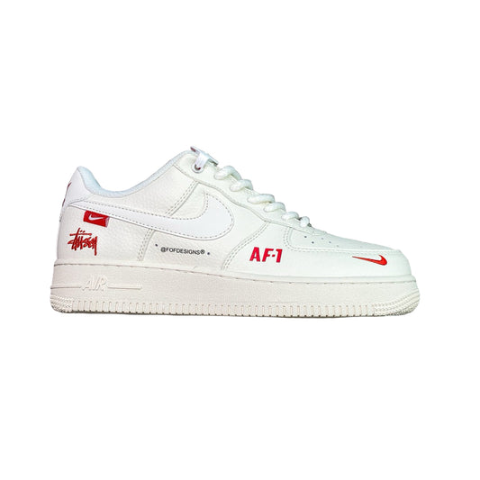Custom Nike Air Force 1 x Stüssy | White & Red “AF-1” Edition
