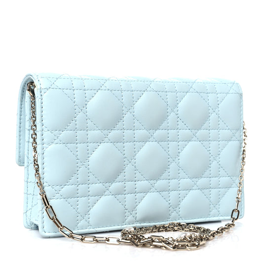 Christian Dior | Lady Dior Chain Pouch | Light Blue Cannage Edition