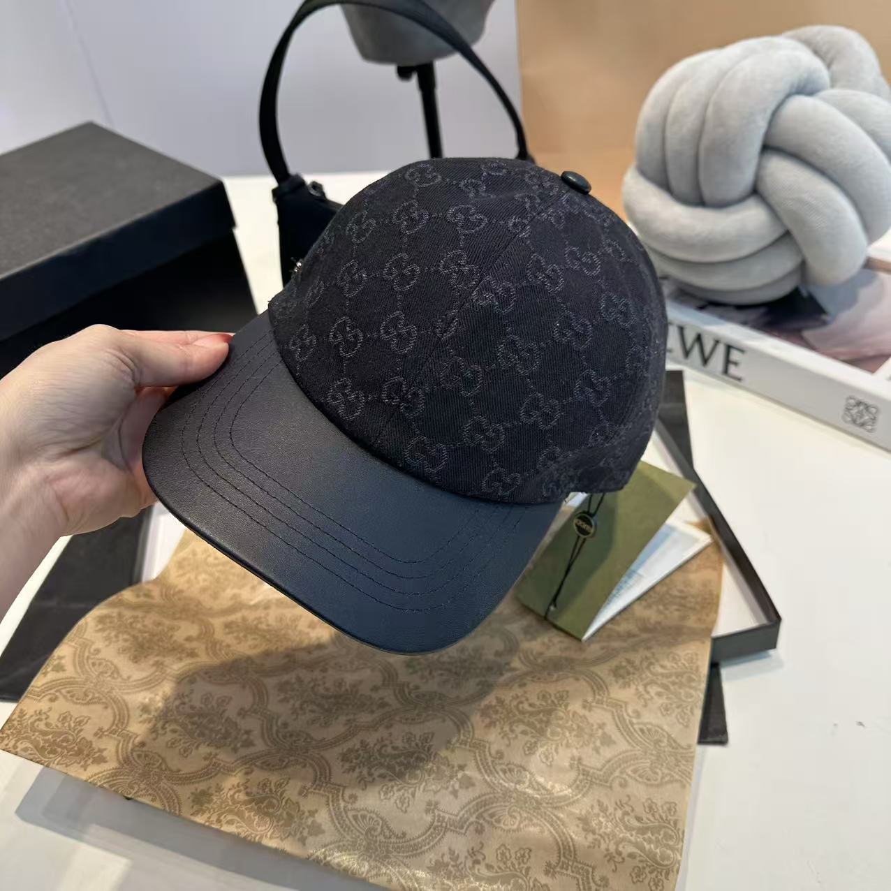 Gucci | Monogram Jacquard Baseball Cap | Black