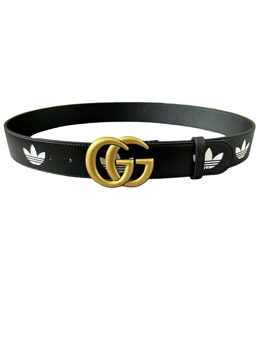 Gucci x Adidas | Black Leather Double G Belt | Gucci