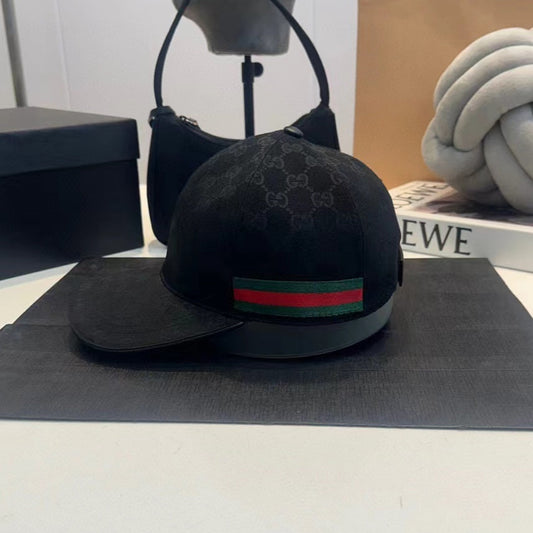 Gucci | GG Monogram Web Stripe Baseball Cap | Black
