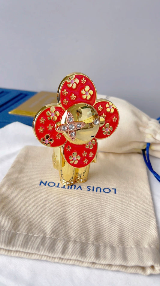 Luxury Inspired Vivienne Bag Charm Key Holder | Red & Gold