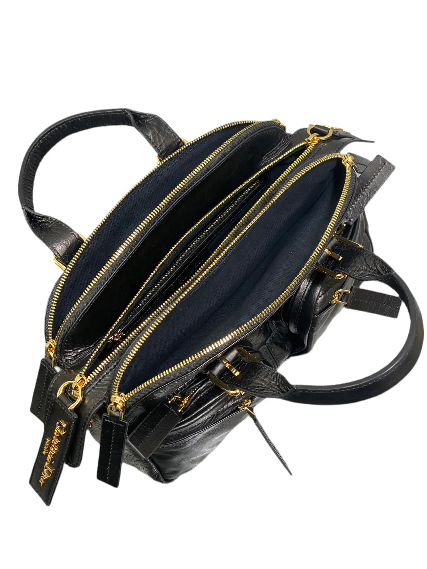 Christian Dior | Black Multi-Pocket Gold Hardware Leather Bag Dior