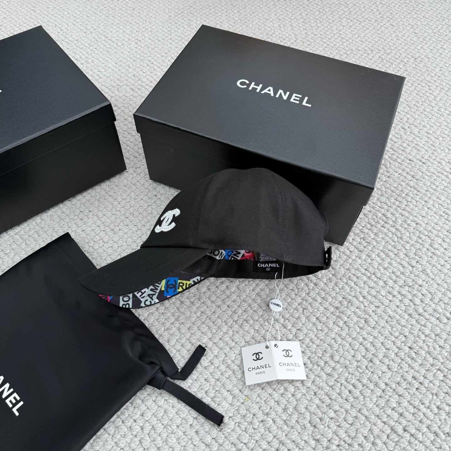 Chanel | Reversible Baseball Cap | Black / Multicolor Logo
